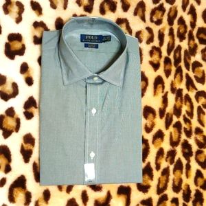 Ralph Lauren Gray Long Sleeve Button Down Shirt XL 17 34/35